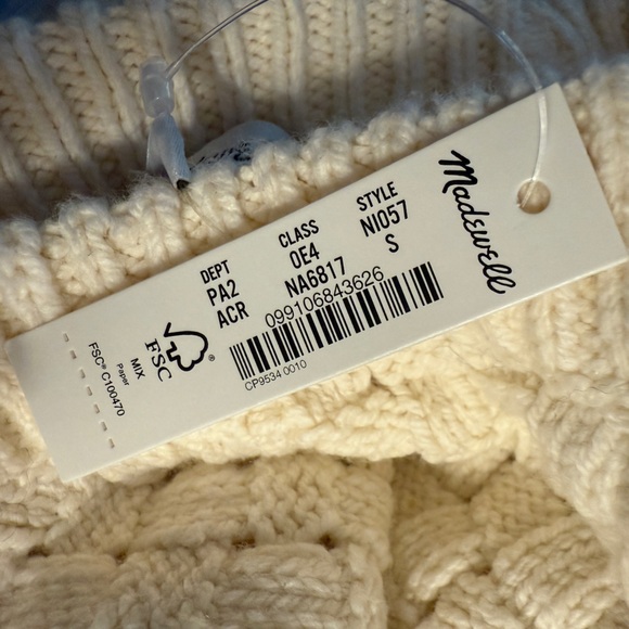 Madewell Basketweave-Stitch Sweater. NWT - Picture 3 of 7